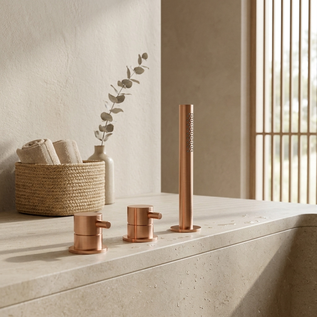 Aquanello Eterna 3-Hole Bath Tub Faucet with Hand Shower Copper ET3100-62